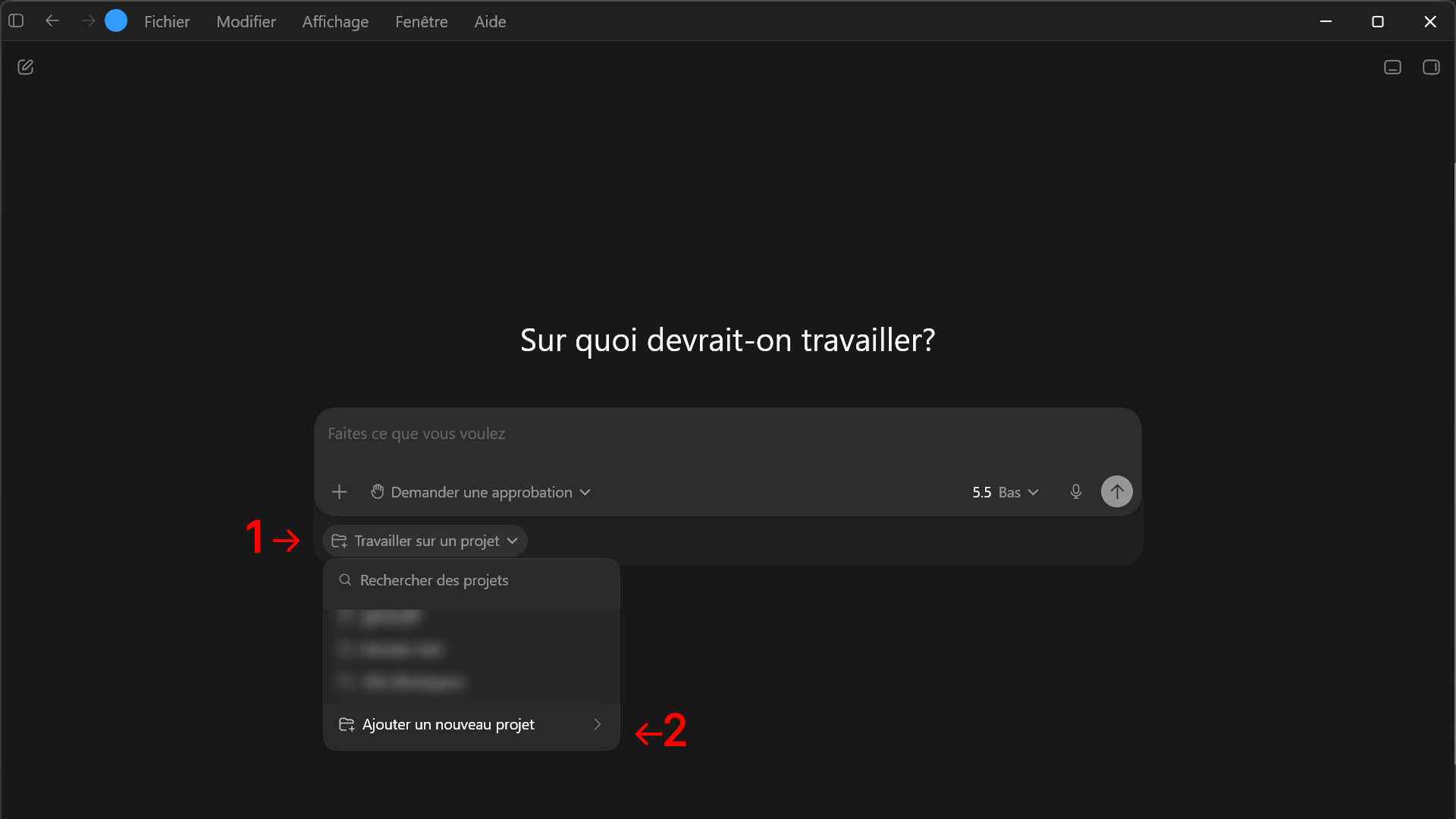 Codex project selector